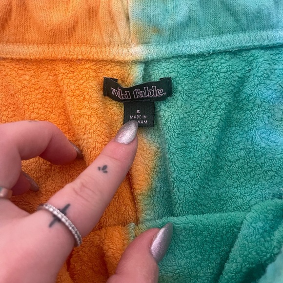 Wild Fable Women's Multicolor Tie Dye High Rise Fleece Bermuda Shorts - Picture 3 of 5